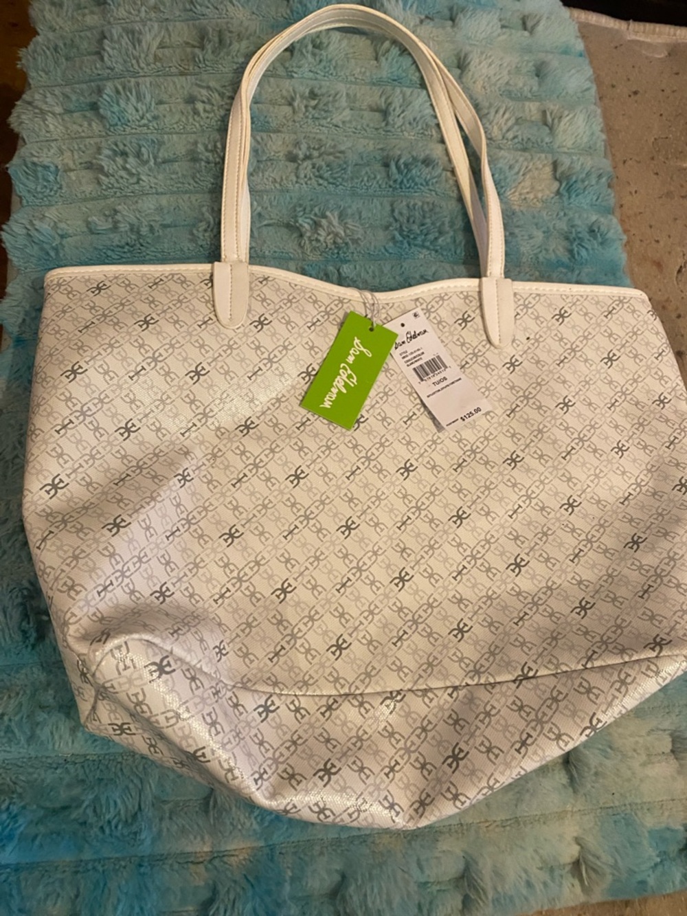 Great gift 💝 for Mom Sam Edelman White Patterned Tote Bag with inside dust bag
